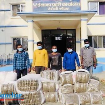 मोरङको रंगेलीमा २ सय ३४ केजी गाँजा सहित ४ जना भारतीय नागरिक र एक जना नेपाली युवा पक्राउ