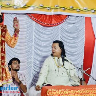 मोरङको रंगेली स्थित सन्सारी माई मन्दिरमा रात्री कालिन सन्ध्या शुरु