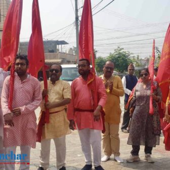 मोरङको रंगेली स्थित काली मन्दिरमा महानवमीमा निशान यात्रा चढाईयो