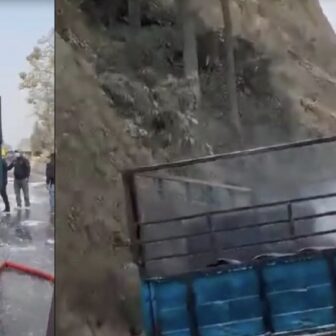 त्रिशूली जाँदै गरेको ग्यास बोक्ने गाडीमा लिक, राजमार्ग बन्द