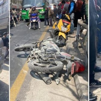 जमलमा तीन सवारी एकआपसमा ठोक्किँदा दुर्घटना, एक जना सामान्य घाइते